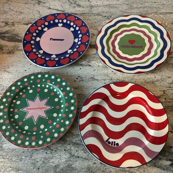 NWT Anthropologie Mon Cheri Dessert Plates, Set of 4 - Picture 3 of 9